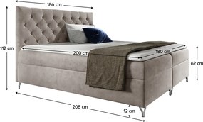 Boxspring ágy, 180x200, szürkésbézs Taupe Velvet szövet, GULIETTE + ajándék