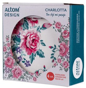 Altom Floral kerámia alátét, 10 x 10 cm, 4 db-os szett