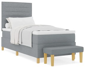 Boxspring ágy matraccal és padlóval Világosszürke 90x200 cm Szövet
