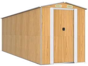 világosbarna horganyzott acél kerti fészer 192x606x223 cm