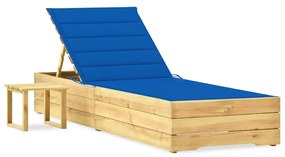 vidaXL impregnált fenyőfa kerti napozóágy asztallal és párnával