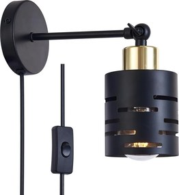 Fali spotlámpa kapcsolóval ELEN 1xE27/35W/230V fekete/arany
