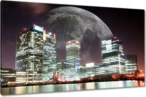 Vászonkép 120x70 Város éjszaka Hold