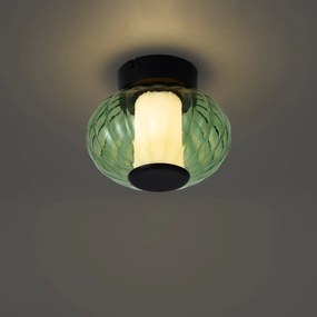 Design mennyezeti lámpa fekete 18 cm zöld üveggel, 3 fokozatban szabályozható LED-del - Margherite