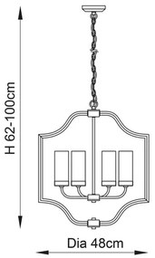 Endon 81914 - Láncos csillár EDREA 4xE14/6W/230V sárgaréz