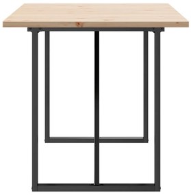 Tömör fenyőfa és acél étkezőasztal O-vázzal 140x80x75,5 cm