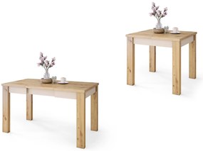Mazzoni FONTE Artisan Tölgy / Bézs (Pezsgő) -KLASSZIKUS 130 cm-re BŐVÍTHETŐ ASZTAL KONYHÁBA/NAPPALIBA!
