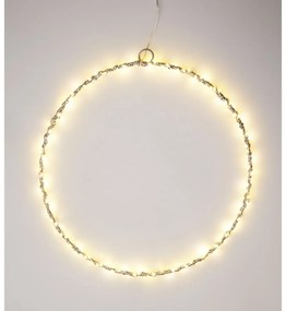 Világító karácsonyi dekoráció Kör, 30 cm, ezüst,LED meleg fehér, elemes
