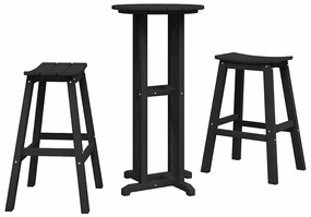 vidaXL Kerti bár szett 3 pcs Fekete HDPE