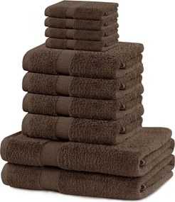 Barna frottír pamut törölköző és fürdőlepedő készlet 10 db-os Marina – DecoKing