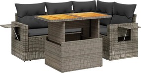 vidaXL 5 részes szürke polyrattan kerti ülőgarnitúra párnákkal