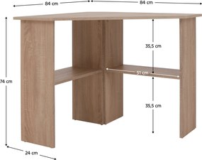 PC asztal, sarok, tölgy sonoma, RONY NEW