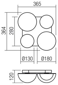 Redo 01-4333 - LED mennyezeti lámpatest LUMIEN 4xLED/26W/230V 2700/3000K CRI90 fekete