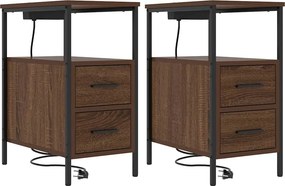 vidaXL Éjjeliszekrény 2 pcs Barna Tölgy 30 x 48 x 61 cm Faanyag