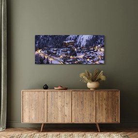 Kép - téli hegyi város (120x50 cm)