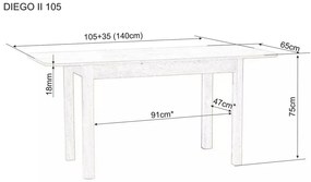 Diego II bővíthető asztal sonoma tölgy 105-140 cm