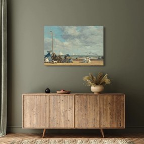 Kép - Eugène Boudin, Beach  at Trouville, reprodukciók (90x60 cm)