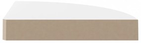 magasfényű fehér MDF lebegő sarokpolc 25 x 25 x 3,8 cm