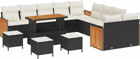 vidaXL Kerti Kanapé Szett párnával 14 pcs Fekete és Krém