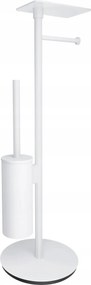 Wc-papír És Wc-kefe Tartó Állvány Polccal Fehér Matt Omnires