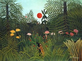 Reprodukció Setting Sun in the Virgin Forest, Henri Rousseau