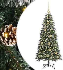 vidaXL Mű karácsonyfa 150 LED-del Zöld 120 cm PVC és Műanyag és Acél