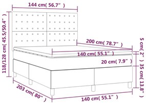 fekete műbőr rugós ágy matraccal és LED-del 140x200 cm