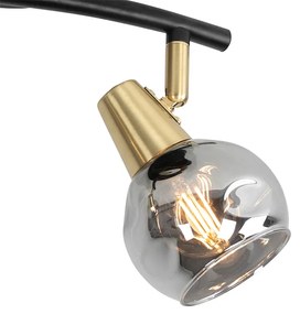 Mennyezeti lámpa fekete rézzel és füstüveggel 2-lámpás - Vidro