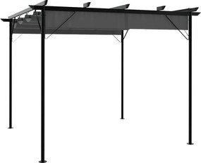 vidaXL antracitszürke acél pavilon behúzható tetővel 3 x 3 m 180 g/m²