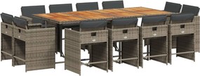 vidaXL 13 részes szürke polyrattan kerti ülőgarnitúra párnákkal