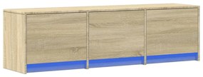 sonoma tölgy színű szerelt fa LED-es TV-szekrény 140x34x40 cm