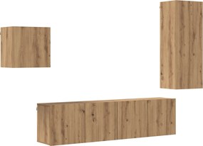 vidaXL TV szekrény Falra szerelhető 4 pcs Artisan tölgy Faanyag