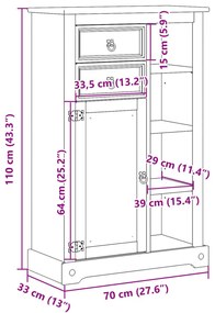 Corona tömör fenyőfa fürdőszobaszekrény 70 x 33 x 110 cm