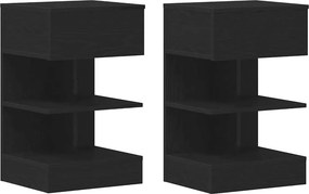 vidaXL Éjjeliszekrény 2 pcs Fekete tölgy 40 x 35 x 65 cm Faanyag
