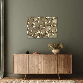 Kép - Fehér magnóliák kőfalazaton (70x50 cm)
