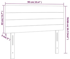 fekete szövet LED-es fejtámla 90x5x78/88 cm