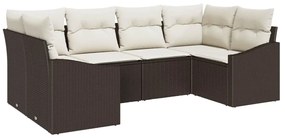 vidaXL Kanapé Szett párnával 6 pcs Barna polirattan