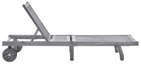 Szürke tömör akácfa kerti napozóágy párnával