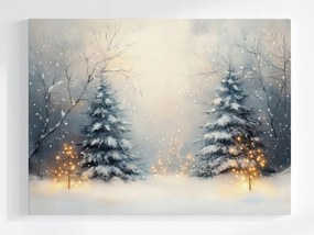 Poszter Kert Erdő Fák Lucfenyő Karácsonyfa Fények 80x60
