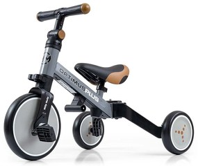 Gyerek háromkerekű bicikli 4az1-ben Milly Mally Optimus Plus tolókarral grey