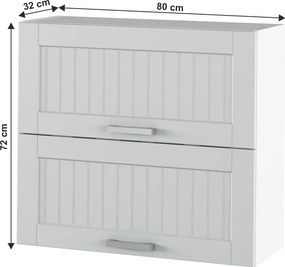 Felső szekrény, világosszürke/fehér, JULIA TYP 12