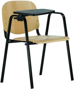 ISO Maxi Wood Néro Konferencia szék fekete fémvázzal, karfával és lehajtható műanyag írólappal