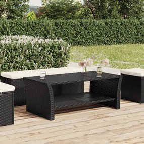 Fekete polyrattan dohányzóasztal 100 x 50 x 40 cm