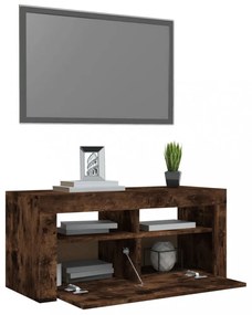 füstös tölgy színű TV-szekrény LED-világítással 90 x 35 x 40 cm