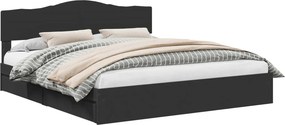 vidaXL Tárolós Ágy fejtámlával fiókkal Fekete 200 x 200 cm Faanyag