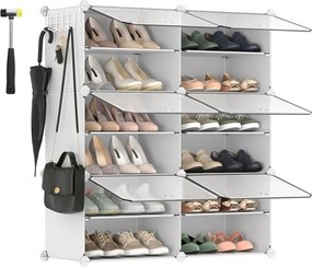 Cipőtároló doboz 6 rekeszes tárolódoboz, fehér 82x32x92cm