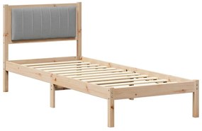 Ágykeret Kárpitozott Fejtámlával Világosszürke 80 x 200 cm