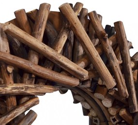 vidaXL kör alakú tíkfa falitükör 40 cm