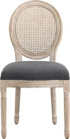 HOMCOM Étkezőszékek konyhai székek, 2 db-os szett, puhán kárpitozott, vintage dizájn, rattan hatás, szürke