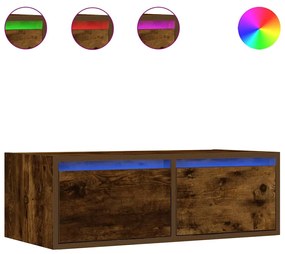TV szekrény LED világítással füstölt tölgy 75x35,5x25 cm